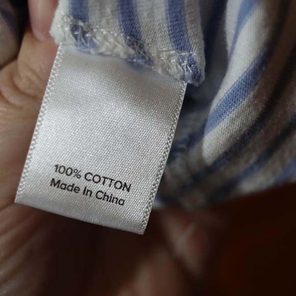 Evereve White and Blue Tie Front Muscle Tee Striped Preppy Nautical Medium - Picture 8 of 9